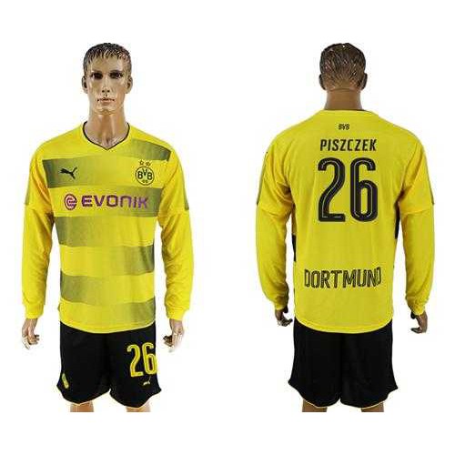 Dortmund #26 Piszczek Home Long Sleeves Soccer Club Jersey