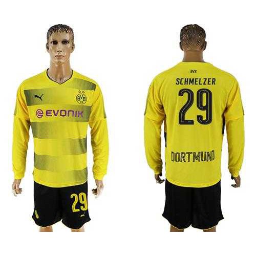 Dortmund #29 Schmelzer Home Long Sleeves Soccer Club Jersey