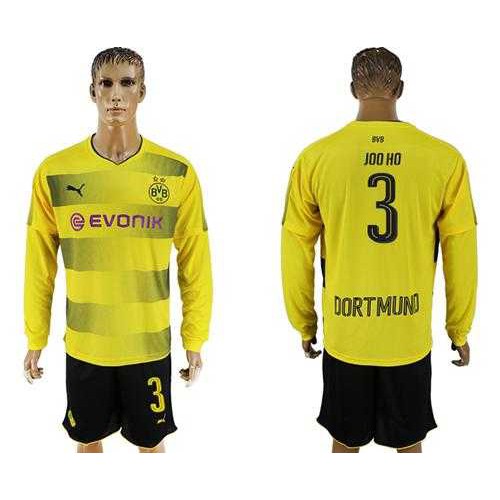 Dortmund #3 Joo Ho Home Long Sleeves Soccer Club Jersey