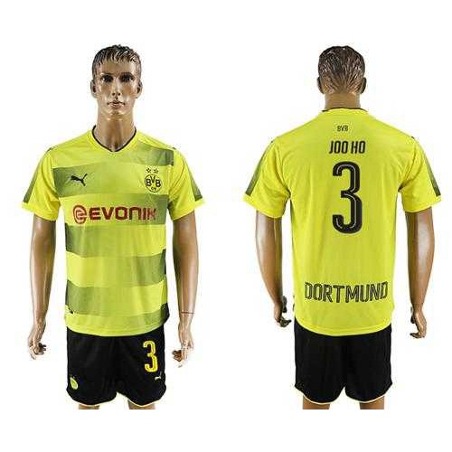 Dortmund #3 Joo Ho Home Soccer Club Jersey