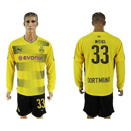 Dortmund #33 Weigl Home Long Sleeves Soccer Club Jersey
