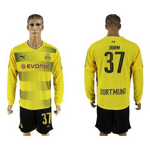 Dortmund #37 Durm Home Long Sleeves Soccer Club Jersey