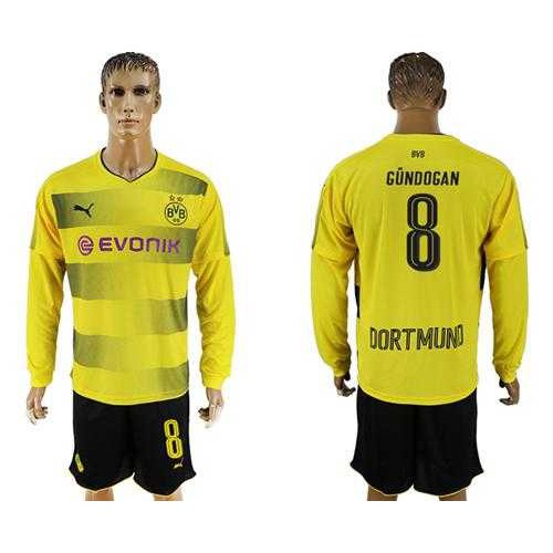 Dortmund #8 Gundogan Home Long Sleeves Soccer Club Jersey