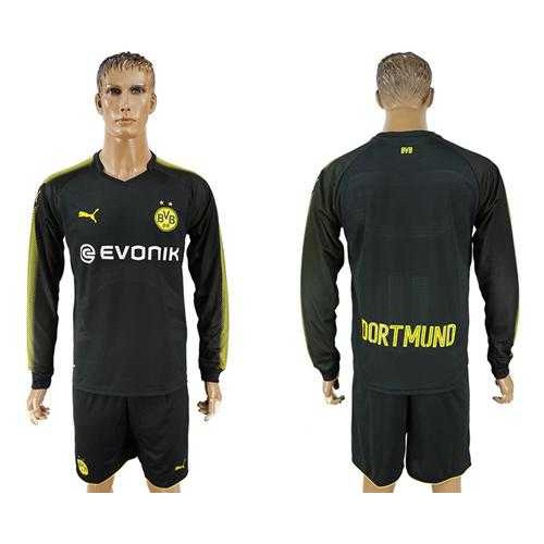 Dortmund Blank Away Long Sleeves Soccer Club Jersey