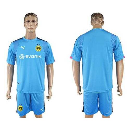 Dortmund Blank Blue Goalkeeper Soccer Club Jersey