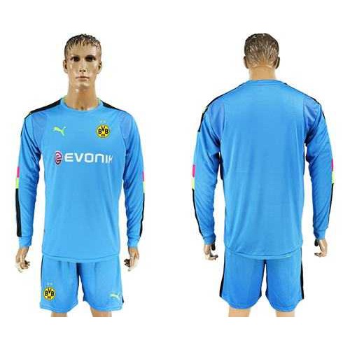 Dortmund Blank Blue Long Sleeves Goalkeeper Soccer Club Jersey