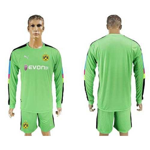 Dortmund Blank Green Goalkeeper Long Sleeves Soccer Club Jersey