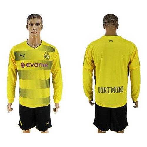 Dortmund Blank Home Long Sleeves Soccer Club Jersey