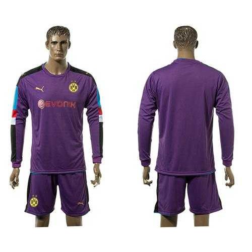 Dortmund Blank Purple Goalkeeper Long Sleeves Soccer Club Jersey