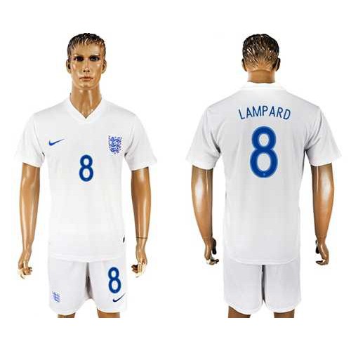 England #8 Lampard Home Soccer Country Jersey