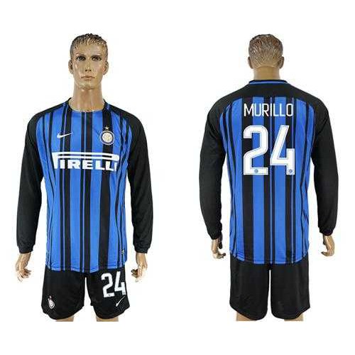 Inter Milan #24 Murillo Home Long Sleeves Soccer Club Jersey