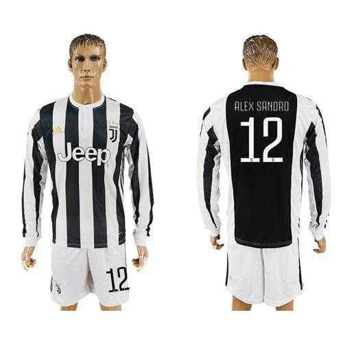 Juventus #12 Alex Sandro Home Long Sleeves Soccer Club Jersey