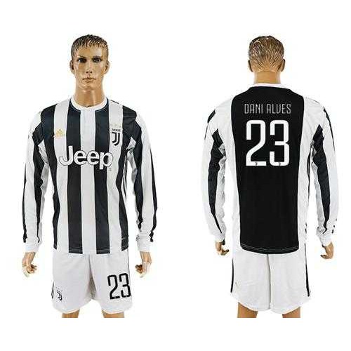 Juventus #23 Dani Alves Home Long Sleeves Soccer Club Jersey