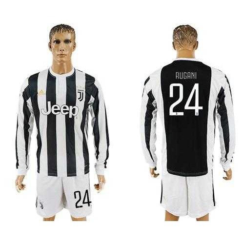 Juventus #24 Rugani Home Long Sleeves Soccer Club Jersey