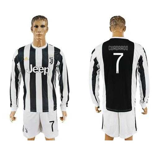 Juventus #7 Cuadrado Home Long Sleeves Soccer Club Jersey