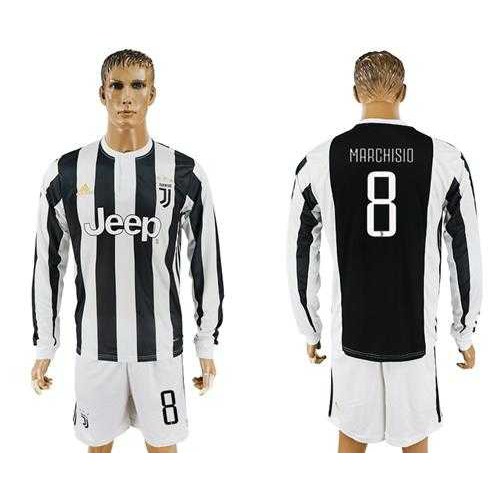 Juventus #8 Marchisio Home Long Sleeves Soccer Club Jersey