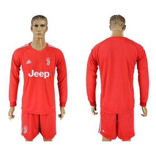 Juventus Blank Red Goalkeeper Long Sleeves Soccer Club Jersey