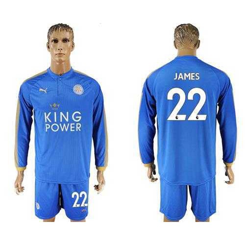 Leicester City #22 James Home Long Sleeves Soccer Club Jersey