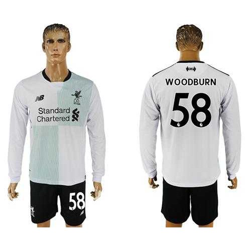 Liverpool #58 Woodburn Away Long Sleeves Soccer Club Jersey