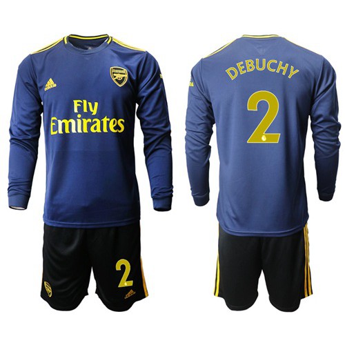 Arsenal #2 Debuchy Blue Long Sleeves Soccer Club Jersey