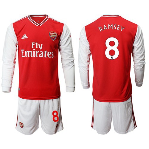 Arsenal #8 Ramsey Red Home Long Sleeves Soccer Club Jersey