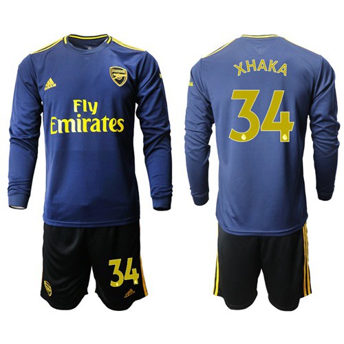 Arsenal #34 Xhaka Blue Long Sleeves Soccer Club Jersey