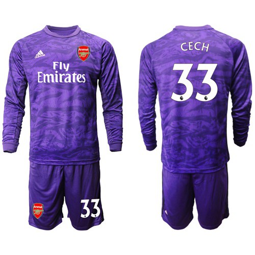 Arsenal #33 Cech Purple Long Sleeves Goalkeeper Soccer Country Jersey
