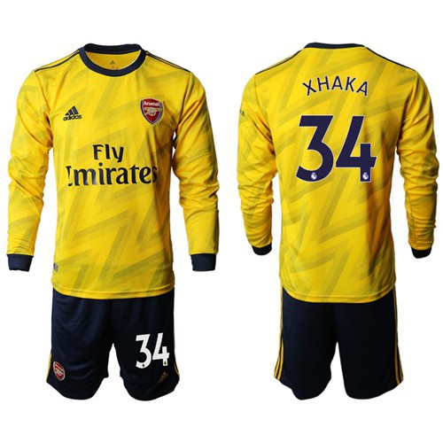 Arsenal #34 Xhaka Away Long Sleeves Soccer Club Jersey