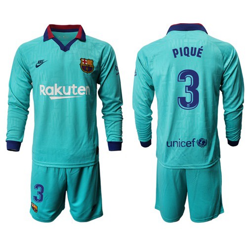 Barcelona #3 Pique Third Long Sleeves Soccer Club Jersey