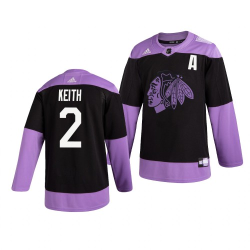 Chicago Blackhawks #2 Duncan Keith Adidas Men’s Hockey Fights Cancer Practice NHL Jersey Black