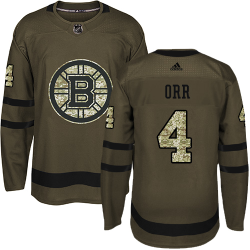 Adidas Boston Bruins No4 Bobby Orr Green Salute to Service Youth Stitched NHL Jersey