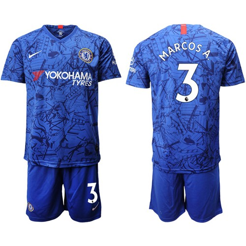 Chelsea #3 Marcos.A Home Soccer Club Jersey