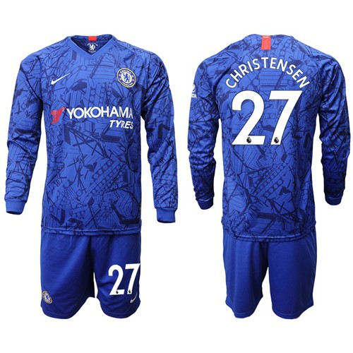 Chelsea #27 Christensen Home Long Sleeves Soccer Club Jersey