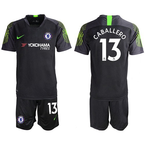 Chelsea #13 Caballero Black Goalkeeper Soccer Club Jersey