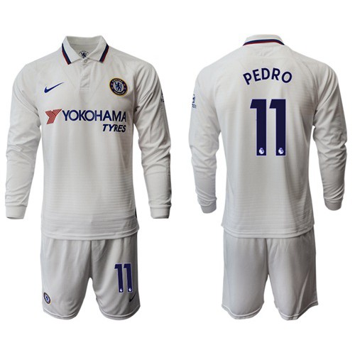 Chelsea #11 Pedro Away Long Sleeves Soccer Club Jersey