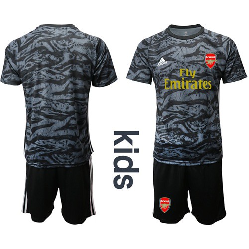Arsenal Blank Black Goalkeeper Kid Soccer Club Jersey