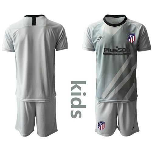 Atletico Madrid Blank Grey Goalkeeper Kid Soccer Club Jersey