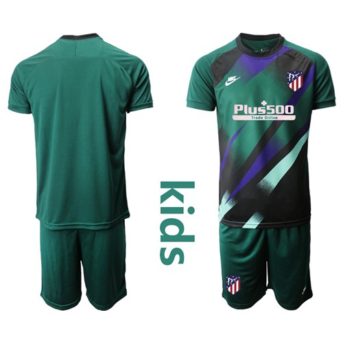 Atletico Madrid Blank Green Goalkeeper Kid Soccer Club Jersey