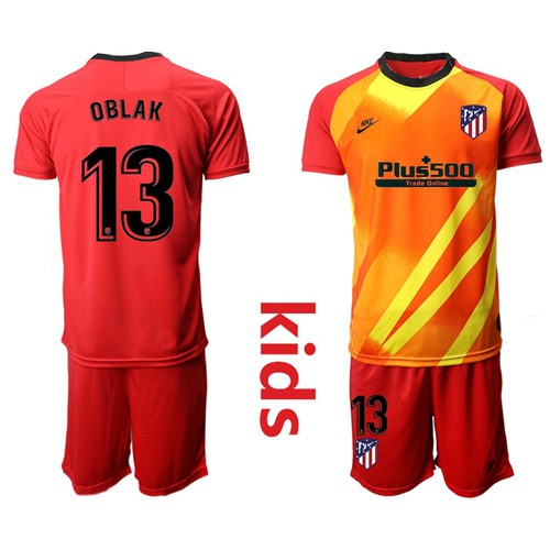 Atletico Madrid #13 Oblak Red Goalkeeper Kid Soccer Club Jersey