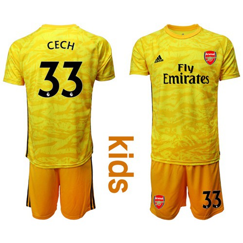 Arsenal #33 Cech Yellow Goalkeeper Kid Soccer Club Jersey