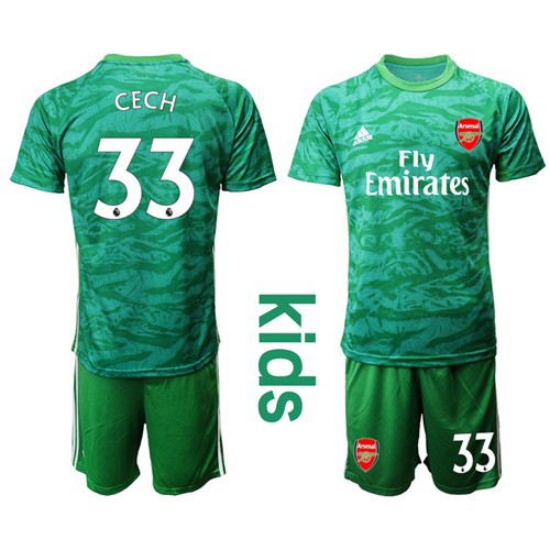 Arsenal #33 Cech Green Goalkeeper Kid Soccer Club Jersey