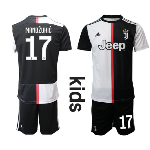 Juventus #17 Mandzukic Home Kid Soccer Club Jersey