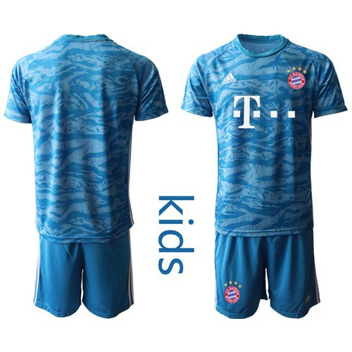 Bayern Munchen Blank Light Blue Goalkeeper Kid Soccer Club Jersey