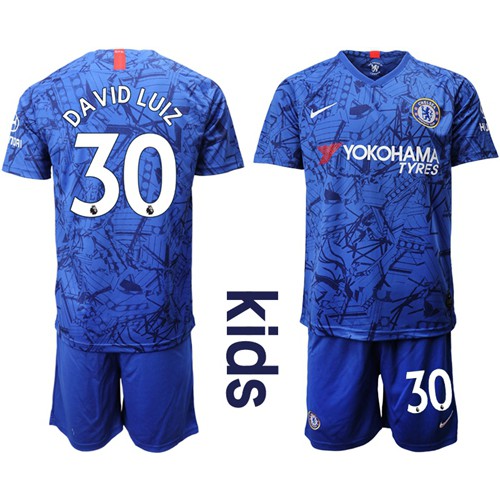 Chelsea #30 David Luiz Home Kid Soccer Club Jersey