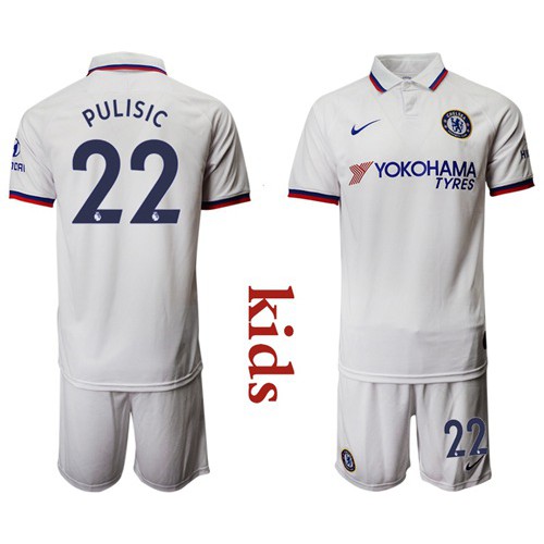 Chelsea #22 Pulisic Away Kid Soccer Club Jersey