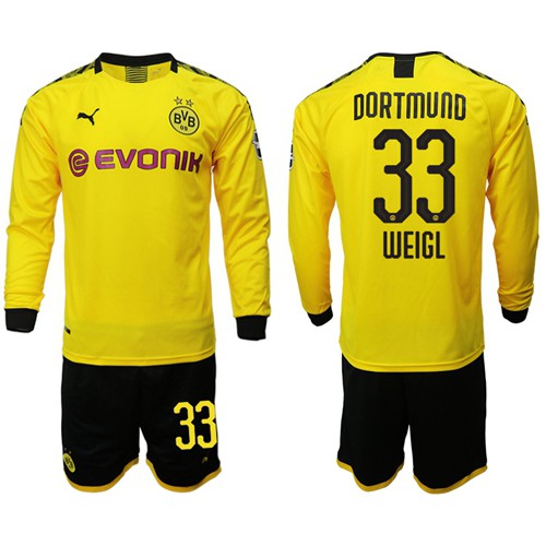 Dortmund #33 Weigl Home Long Sleeves Soccer Club Jersey