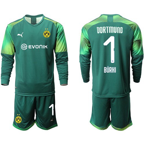 Dortmund #1 Burki Army Green Goalkeeper Long Sleeves Soccer Club