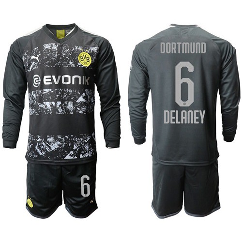 Dortmund #6 Delaney Away Long Sleeves Soccer Club Jersey