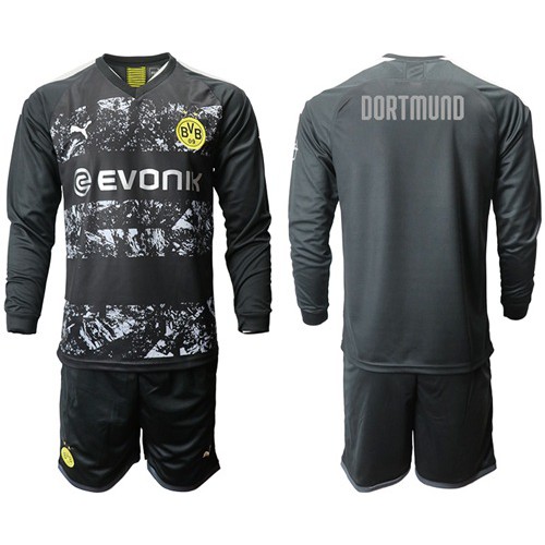 Dortmund Blank Away Long Sleeves Soccer Club Jersey