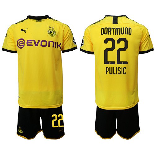 Dortmund #22 Pulisic Home Soccer Club Jersey